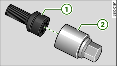 Diefstalbelemmerende wielbout met adapter